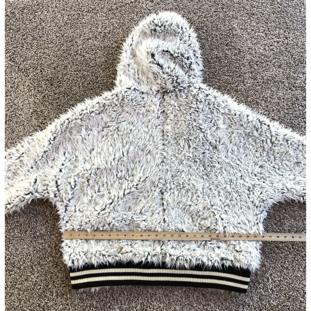 Free People Fluffy Dolman Full Zip Hoodie Jacket Size M Yeti Sherpa Floral Lined - Picture 8 of 10